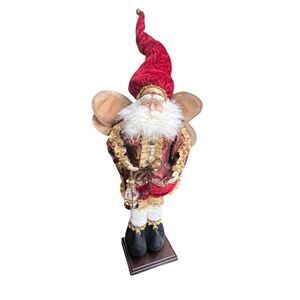Mark Roberts Whimsical 20" Standing Santa Fairy Figurine with Wings Red & Gold